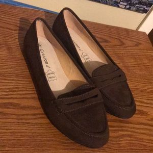 Women size 9 Faux Suede Penny Loafer Flats brown